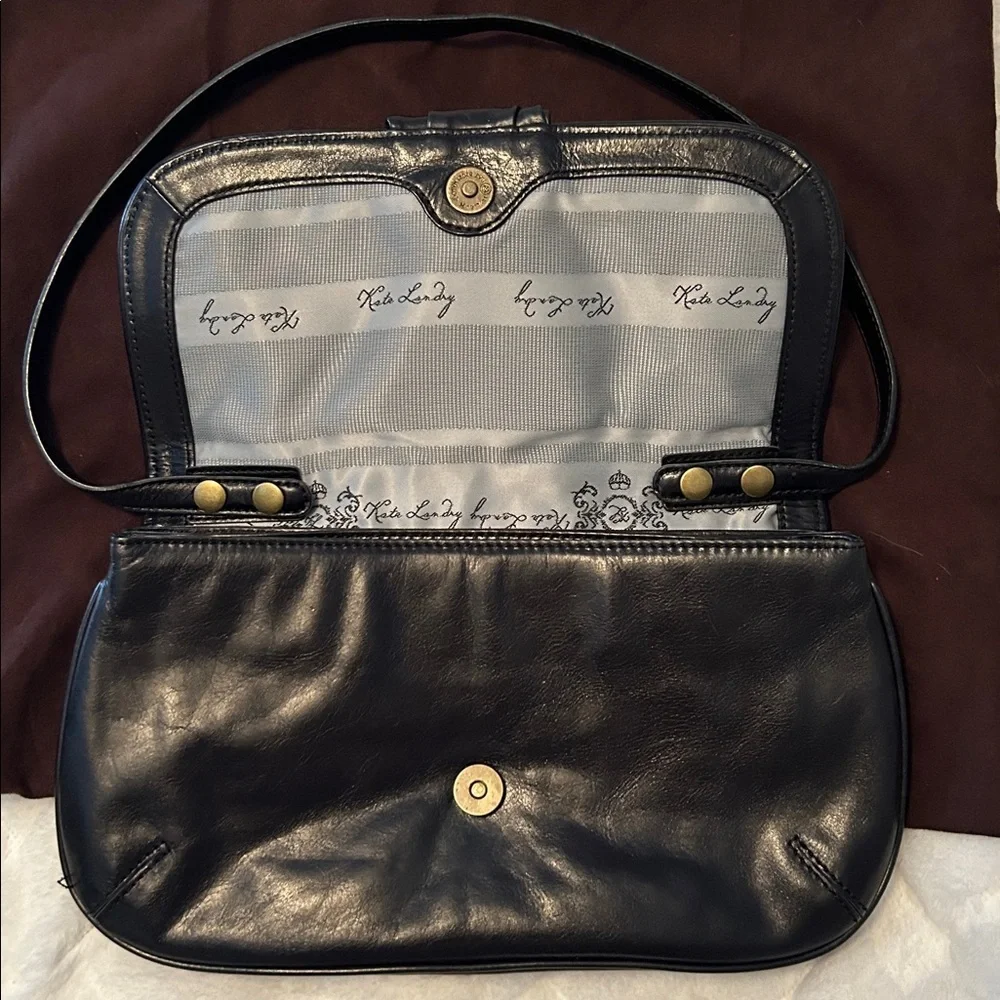 Kate Landry Black and Brown Leopard Print Shoulder Bag